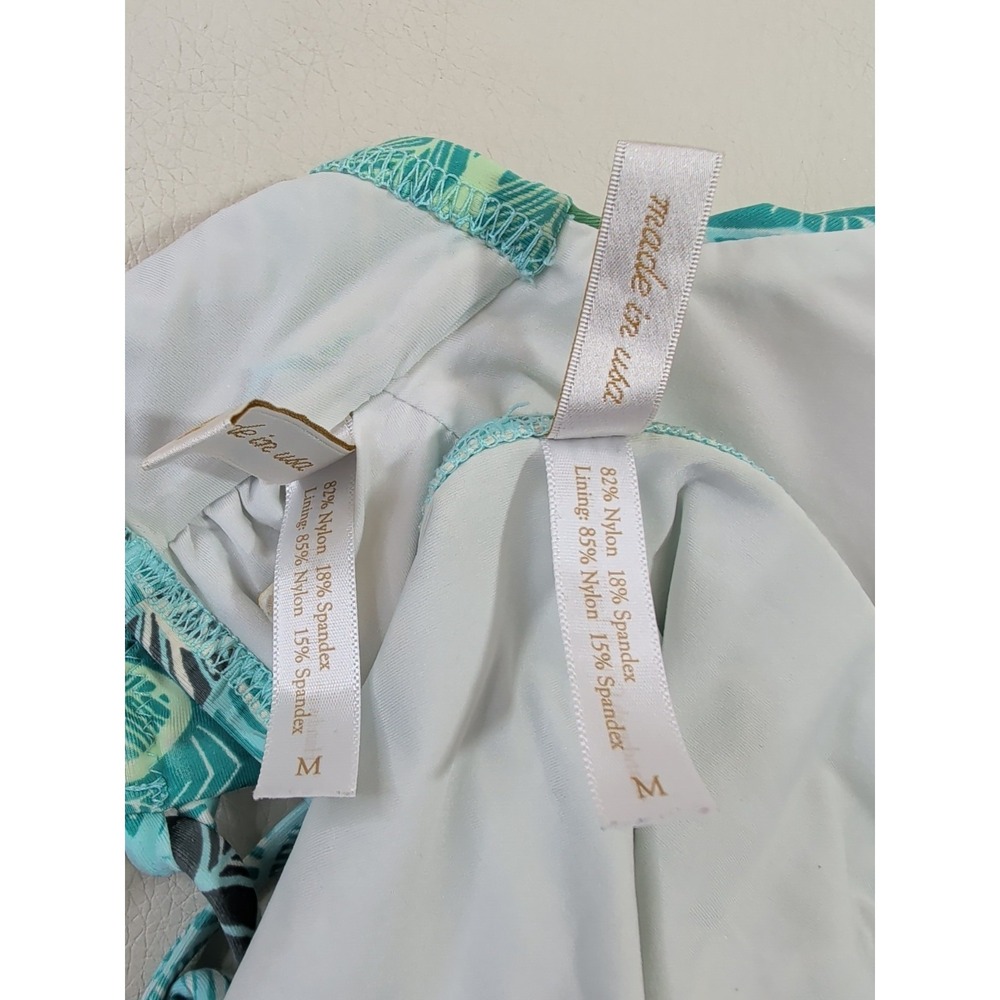 Helen Jon Bikini Swim Set Womens M Blue Dominica Floral Beach Pool Vacation - Picture 7 of 10